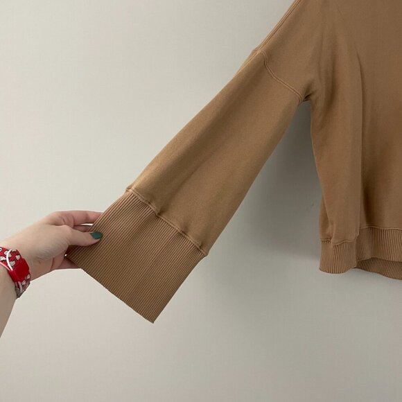 Spiritual Gangster Malia Wide Sleeve Crew Sweatshirt Camel Tan Size XS - Picture 5 of 6